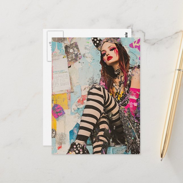 Mode dam kollage vykort (Fram/Back In Situ)