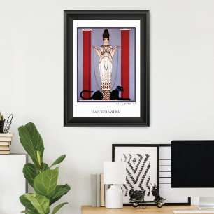 Mode Dame med svart panter George Barbier Poster