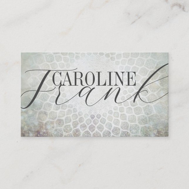 Mode Designer Grått Tones Mandala Affärskort Visitkort (Framsida)