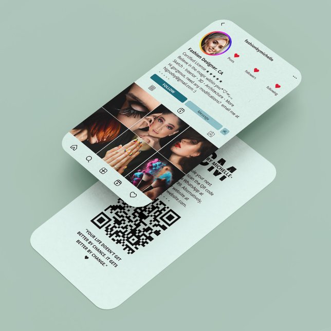 Mode Designer Instagram Mint Modern Visitkort (Fashion Designer Instagram Mint Modern Business Card
)