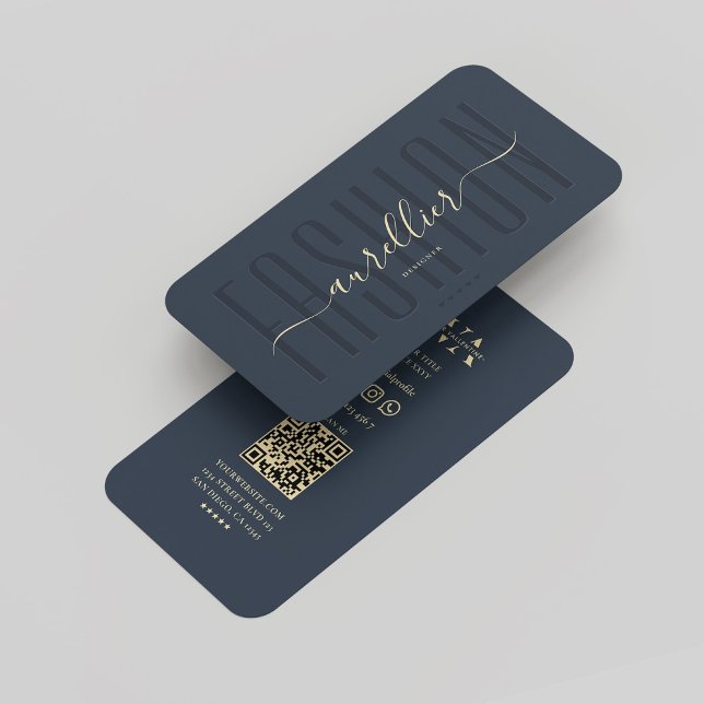 Mode Designer Monogram Elegant Modern Mörk blått Visitkort (Fashion Designer Monogram Elegant Modern Dark Blue Business Card
)