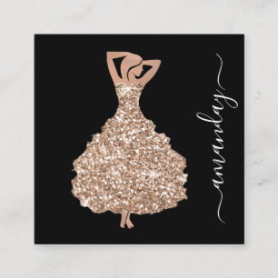 Mode Designer Rese Glitter Dress Logotyp QR Fyrkantigt Visitkort