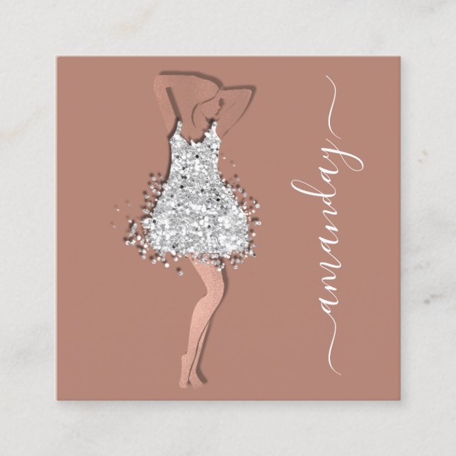 Mode Designer Shop Ro Grått Dress QR-kod Fyrkantigt Visitkort (Framsida)