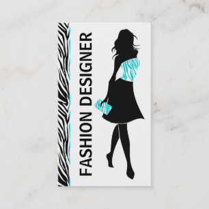 Mode-designer-turkos, vit zebra tryck visitkort
