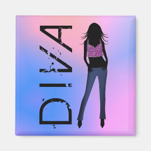 Mode Diva i Blue Jeans Anpassningsbar Square Magne Magnet