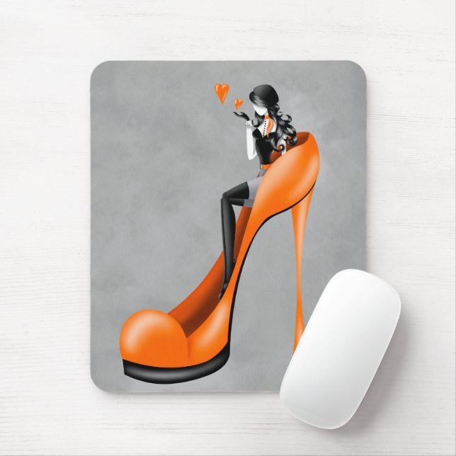 Mode Diva i orange klackskor  Musmatta (Med mus)