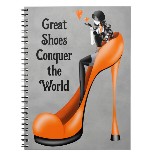 Mode-diva i stiletto orange anteckningsbok (Framsidan)