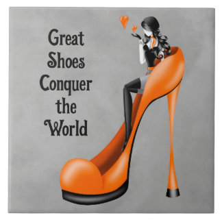 Mode-diva i stiletto orange kakelplatta