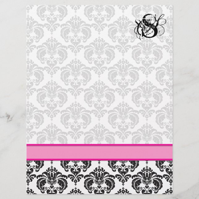 Mode Diva Rosa Raspberry Monogram Damask (Framsida)