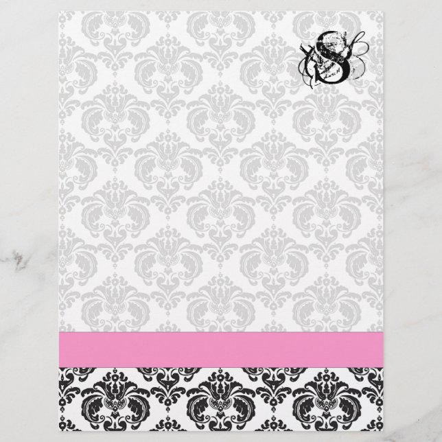 Mode Diva Rosa Raspberry Monogram Damask (Framsida)