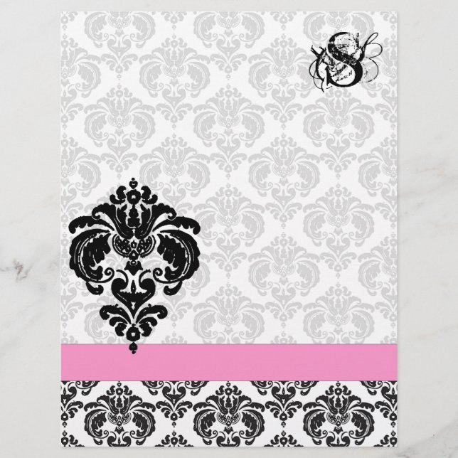 Mode Diva Rosa Raspberry Monogram Damask (Framsida)