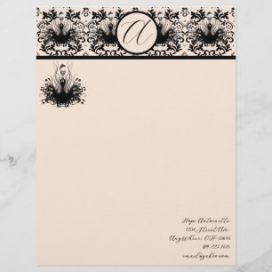 Mode Diva Shock rosa Raspberry Monogram Damask Brevhuvud