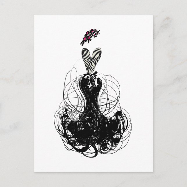 Mode diva - Svarta och vita Vykort (Framsida)