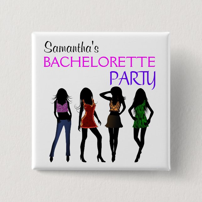 Mode Divas Black Silhouette Bachelorette Party Knapp (Framsida)