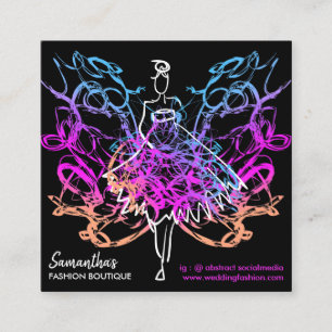 Mode Dress Girl Butterfly abstrakt Fyrkantigt Visitkort