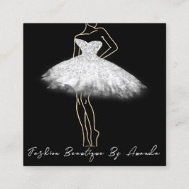 Mode Dress Logotyp QR-kod Silver Grått Black White Fyrkantigt Visitkort