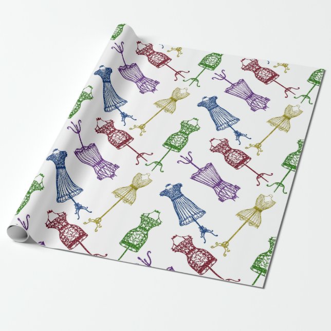 Mode Dress Mannequins Glitter Presentpapper (Utrullad)