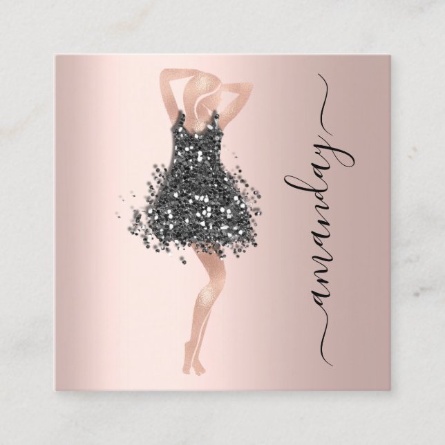 Mode Event Shop Ro Black Dress QR-kod Fyrkantigt Visitkort (Framsida)