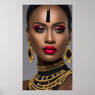 Mode Exotic African guld diamant Black jewel Poster