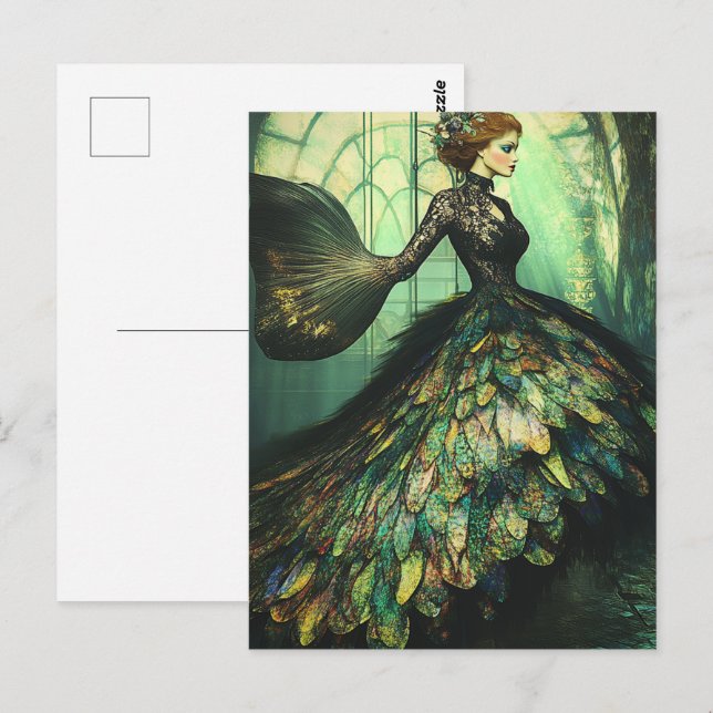 Mode Fiskfjäll Klänning Vykort (Fram/baksida)