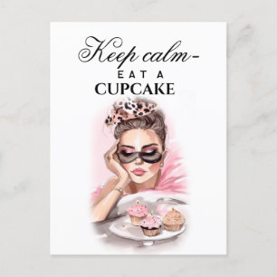 Mode flicka med muffinsar vykort
