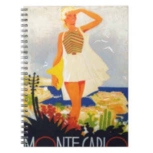 Mode Flicka Monte Carlo Strand Resa Anteckningsbok Med Spiral