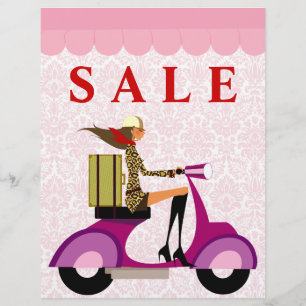 Mode Flyer Scooter Kvinna Rosa Damast