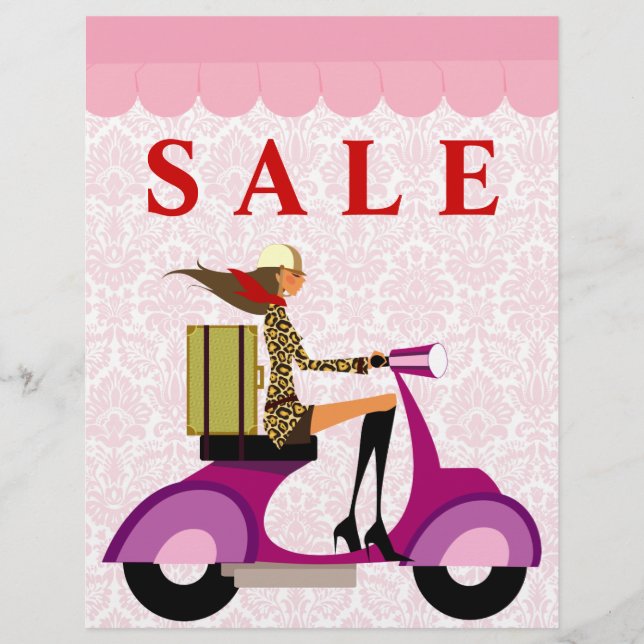 Mode Flyer Scooter Kvinna Rosa Damast (Framsidan)