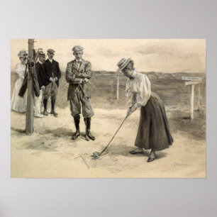 Mode för kvinnavintageGolf, 1890s Poster