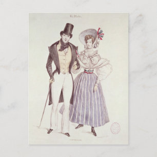 Mode för manar och kvinnliga, 1830 vykort