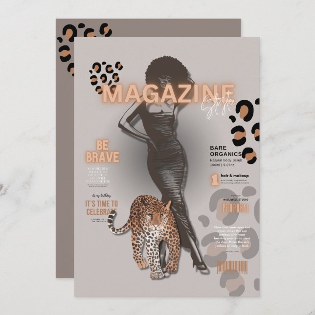 Mode för möhippa festtidning  inbjudningar (Fram/baksida)