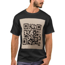 "Mode-Forward T-Shirt med skannerbar QR-kod.