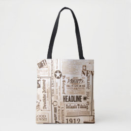 Mode Forward Vintage Newspaper Print Tygkasse