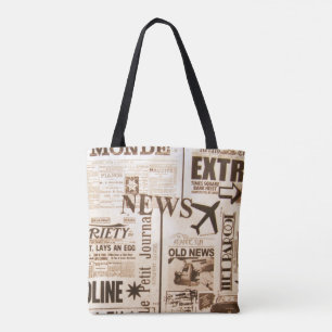 Mode Forward Vintage Newspaper Print Tygkasse