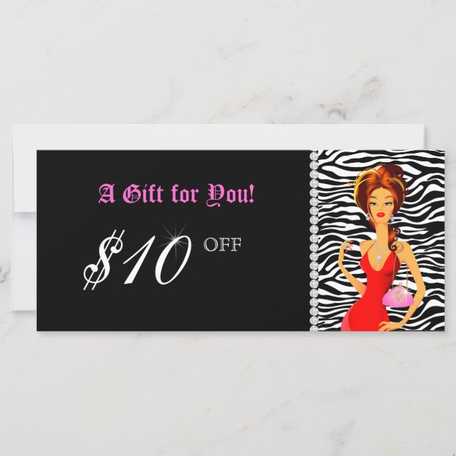 Mode gift-intyg judelry Zebra Rosa Red (Framsida)