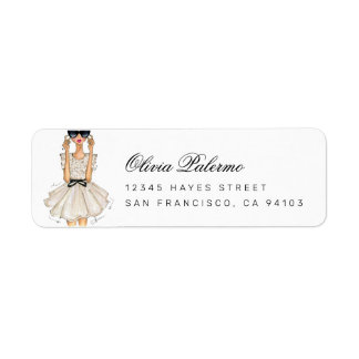 Mode Girl Address Label Returadress Etikett