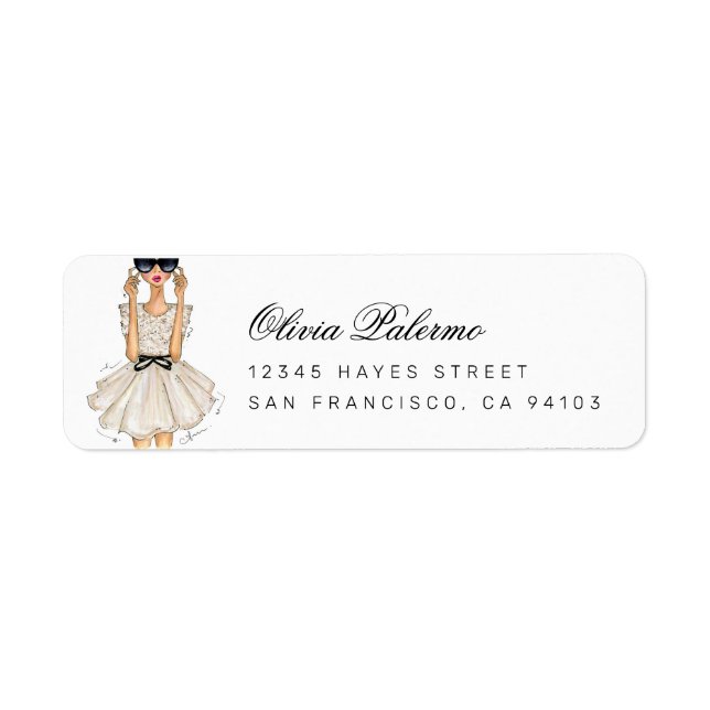 Mode Girl Address Label Returadress Etikett (Framsidan)