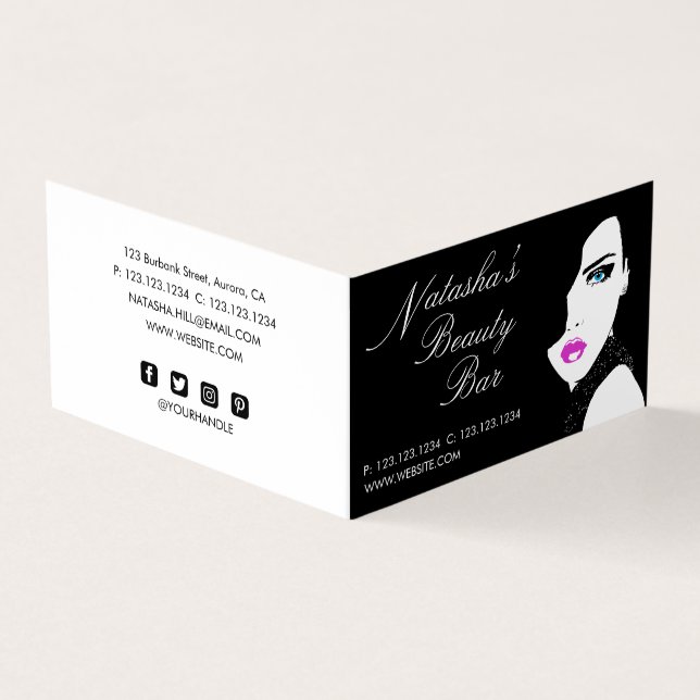 Mode Girl Black Rosa Beauty Pub Visitkort (Utsida)