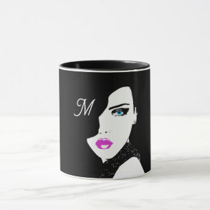 Mode Girl Black Rosa Blue Mugg