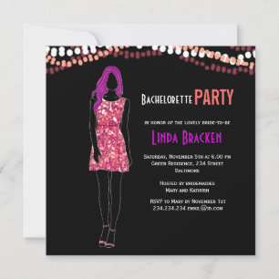 Mode Girl Dress Ljus Bachelorette Inbjudan