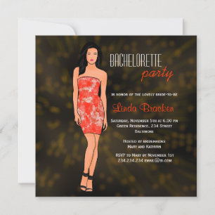 Mode Girl Dress Ljus Bachelorette Inbjudan