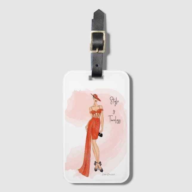 Mode Girl Luggage Tag Bagagebricka (Framsida vertikal)