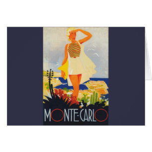 Mode Girl Monte Carlo Beach Travel Hälsningskort
