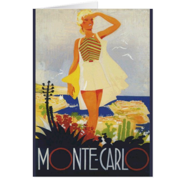 Mode Girl Monte Carlo Beach Travel Hälsningskort (Framsidan)