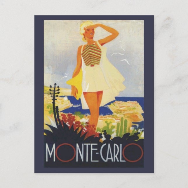 Mode Girl Monte Carlo Beach Travel Helg Vykort (Framsida)