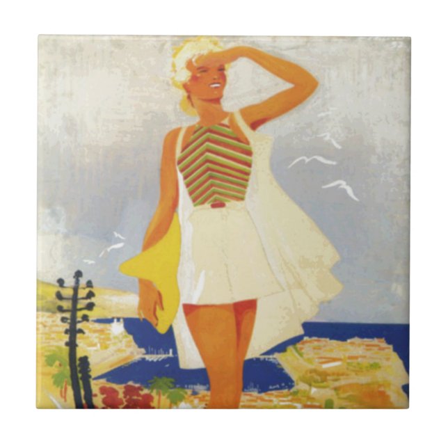 Mode Girl Monte Carlo Beach Travel Kakelplatta (Framsidan)