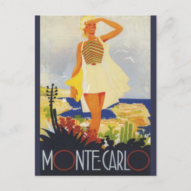 Mode Girl Monte Carlo Beach Travel Vykort (Framsida)