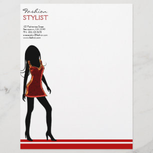 Mode Girls i Red Dress Letterhead-mallen Brevhuvud
