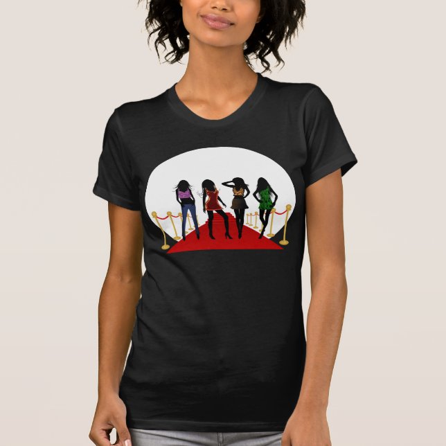 Mode Girls-modeller på Red Carpet Womens T-Shirts (Framsida)