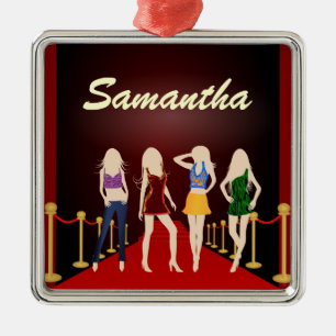 Mode Girls Red Carpet Premium Square Ornament